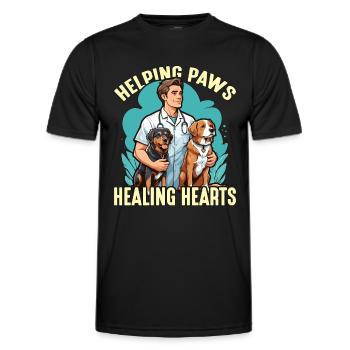 Veterinary Technician Helping Paws Animal Lover - Men's Functional T-Shirt - black - Front - AI Model Male 178 dark (178cm)