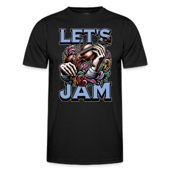Fiddle Let's Jam String Instrument Fiddle Player - Men's Functional T-Shirt - black - Front - AI Model Male 178 dark (178cm)