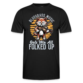Fiddle Bluegrass Music Gets Me String Instrument - Men's Functional T-Shirt - black - Front - AI Model Male 178 dark (178cm)