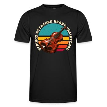 Fiddle Strings Attached Heart Musical Instrument - Men's Functional T-Shirt - black - Front - AI Model Male 178 dark (178cm)