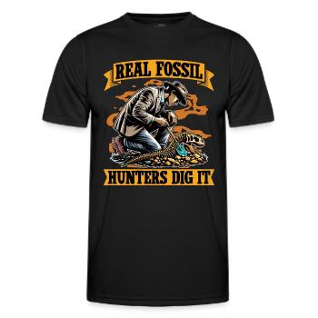 Real Fossil Hunters Dig It Loves Fossil Collecting - Men's Functional T-Shirt - black - Front - AI Model Male 178 dark (178cm)