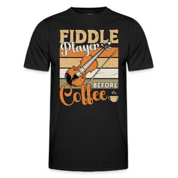 Fiddle Player Before Coffee Musician Coffee Lover - Men's Functional T-Shirt - black - Front - AI Model Male 178 dark (178cm)