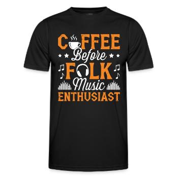Folk Music Enthusiast Coffee Musician Coffee Lover - Men's Functional T-Shirt - black - Front - AI Model Male 178 dark (178cm)