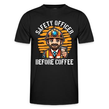Safety Officer Before Public Safety Coffee Lover - Men's Functional T-Shirt - black - Front - AI Model Male 178 dark (178cm)