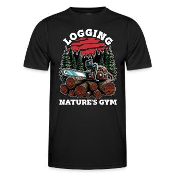 Logging Nature's Gym Arborist Woodworking Logger - Men's Functional T-Shirt - black - Front - AI Model Male 178 dark (178cm)