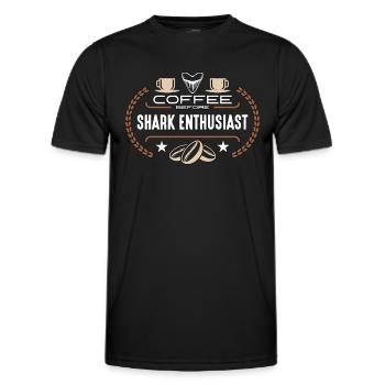 Shark Enthusiast Coffee Oceanologist Coffee Lover - Men's Functional T-Shirt - black - Front - AI Model Male 178 dark (178cm)