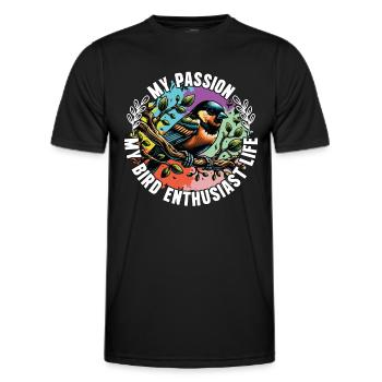 Passionné d’oiseaux Ma passion Mon ornithologue ornithologue - T-shirt sport Homme - noir - Devant - AI Model Male 178 dark (178cm)