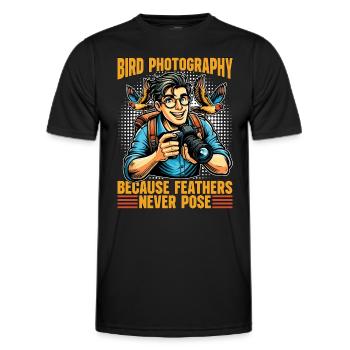 Bird Photography Because Feathers Nature Lover - Men's Functional T-Shirt - black - Front - AI Model Male 178 dark (178cm)