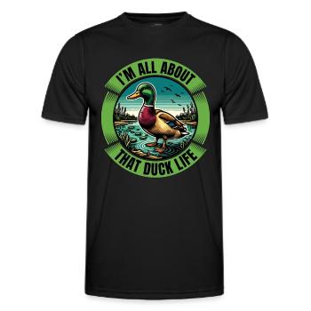 Mallard Duck I'm All About That Duck Water Bird - Men's Functional T-Shirt - black - Front - AI Model Male 178 dark (178cm)
