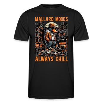 Mallard Moods Always Chill Water Bird Mallard Duck - Men's Functional T-Shirt - black - Front - AI Model Male 178 dark (178cm)