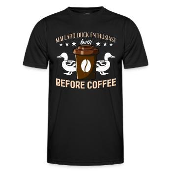 Mallard Duck Enthusiast Before Water Bird Coffee - Men's Functional T-Shirt - black - Front - AI Model Male 178 dark (178cm)