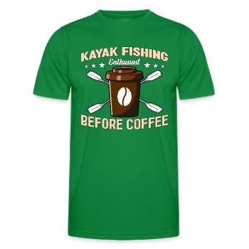 Kayak Fishing Enthusiast Before Coffee Canoeing - Men's Functional T-Shirt - kelly green - Front - AI Model Male 178 dark (178cm)