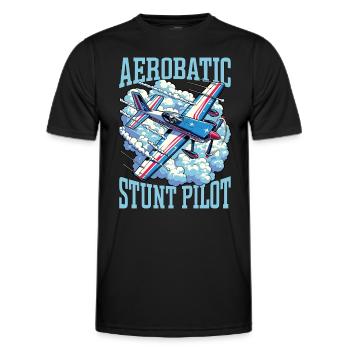 Aerobatic Stunt Pilot Loves Aerobatic Maneuvers - Men's Functional T-Shirt - black - Front - AI Model Male 178 dark (178cm)