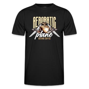 Aerobatic Pilot Before Aeroplane Coffee Lover - Men's Functional T-Shirt - black - Front - AI Model Male 178 dark (178cm)