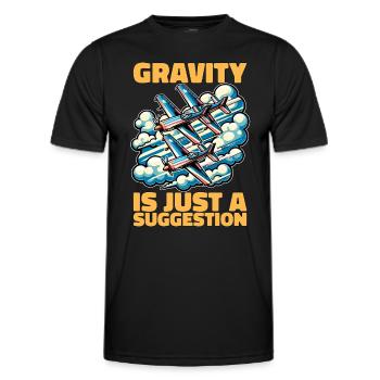 Aerobatic Pilot Gravity Is Just Aerobatic Maneuver - Men's Functional T-Shirt - black - Front - AI Model Male 178 dark (178cm)