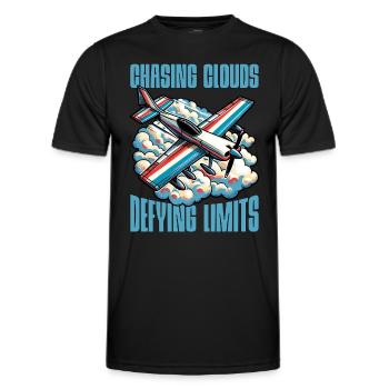 Aerobatic Pilot Chasing Clouds Defying Model Pilot - Men's Functional T-Shirt - black - Front - AI Model Male 178 dark (178cm)