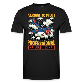 Aerobatic Pilot Professional Cloud Dancer Aviation - Men's Functional T-Shirt - black - Front - AI Model Male 178 dark (178cm)