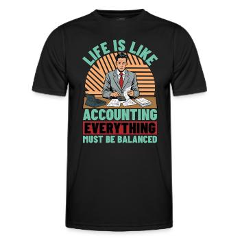 La vie est comme la comptabilité, la comptabilité aime la finance - T-shirt sport Homme - noir - Devant - AI Model Male 178 dark (178cm)