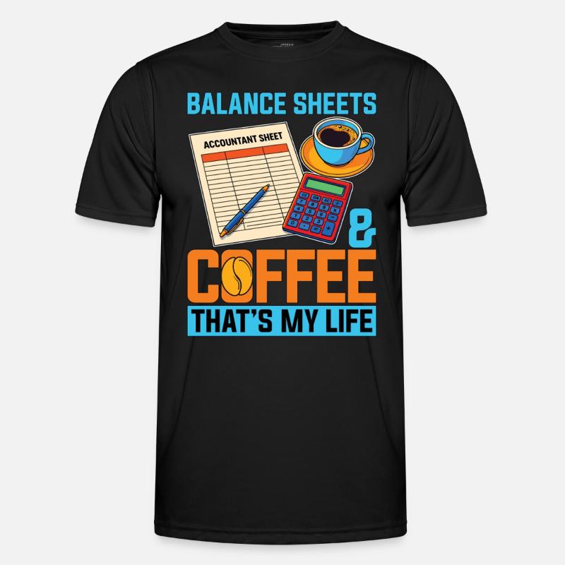 Bilans comptables et tableur de café T-shirt sport Homme