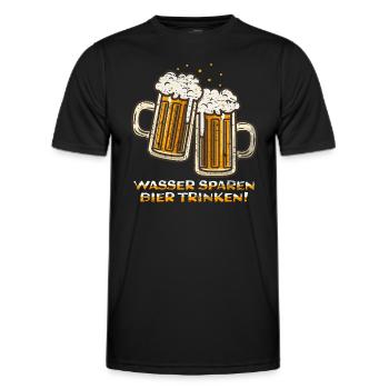 wasser sparen bier trinken - Männer Funktions-T-Shirt - Schwarz - Vorne - AI Model Male 178 dark (178cm)