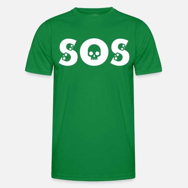 Conception de crâne SOS avec des os de style BD T-shirt sport Homme