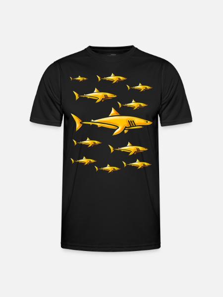 Skola av guld- hajar - Guld- hajar - Funktions-T-shirt herr - svart