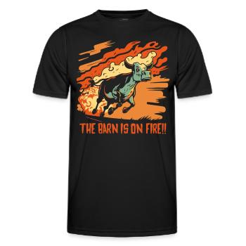 Speedrun, Bauernhof Kuh, der Stall brennt - Männer Funktions-T-Shirt - Schwarz - Vorne - AI Model Male 178 dark (178cm)