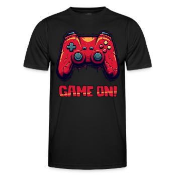 Parody Rugged Gaming Controller, game on - Men's Functional T-Shirt - black - Front - AI Model Male 178 dark (178cm)