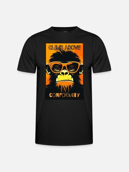 Overcome conformity: shivering monkey - Men's Functional T-Shirt - black