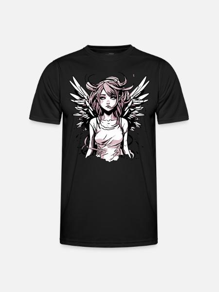 Modernes Engel Mädchen - Männer Funktions-T-Shirt - Schwarz