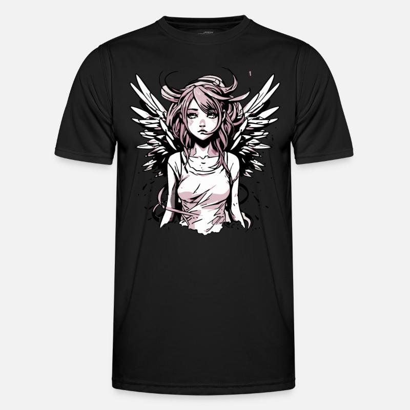 Modernes Engel Mädchen - Männer Funktions-T-Shirt - Schwarz