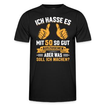 50. Geburtstag Mann Frau 50 Jahre - Männer Funktions-T-Shirt - Schwarz - Vorne - AI Model Male 178 dark (178cm)