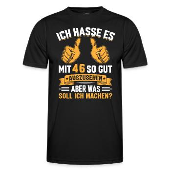 46. Geburtstag Mann Frau 46 Jahre - Männer Funktions-T-Shirt - Schwarz - Vorne - AI Model Male 178 dark (178cm)