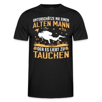 Alten Mann der es liebt zu tauchen - Männer Funktions-T-Shirt - Schwarz - Vorne - AI Model Male 178 dark (178cm)