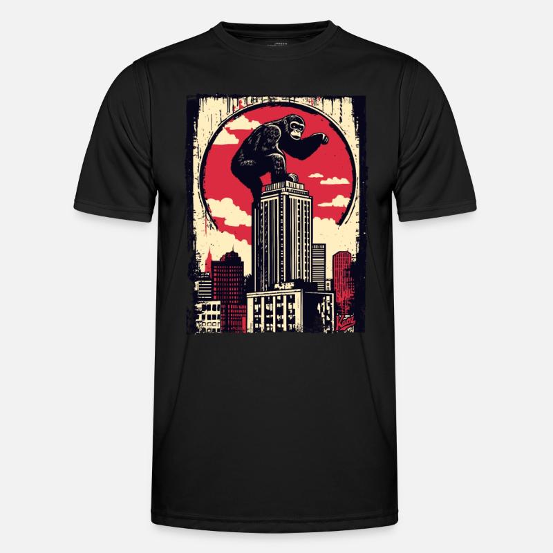 Drôle de chimpanzé grimpe un gratte-ciel T-shirt sport Homme