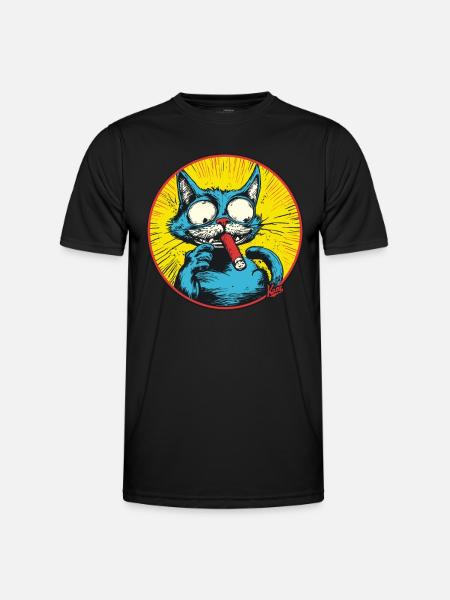 Coole Blaue Antihelden-Katze - Männer Funktions-T-Shirt - Schwarz