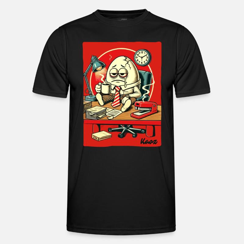 Tired office egg with coffee - Men's Functional T-Shirt - black