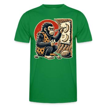 Caveman gorilla painting bananas - Men's Functional T-Shirt - kelly green - Front - AI Model Male 178 dark (178cm)