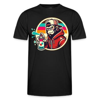 Graffiti gorilla with spray can - Men's Functional T-Shirt - black - Front - AI Model Male 178 dark (178cm)