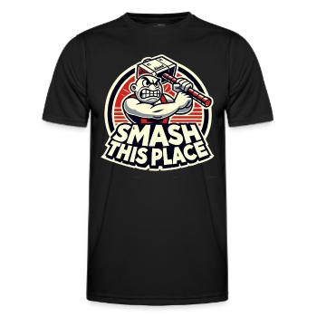 Smash This Place – Angry Hammerman - Men's Functional T-Shirt - black - Front - AI Model Male 178 dark (178cm)