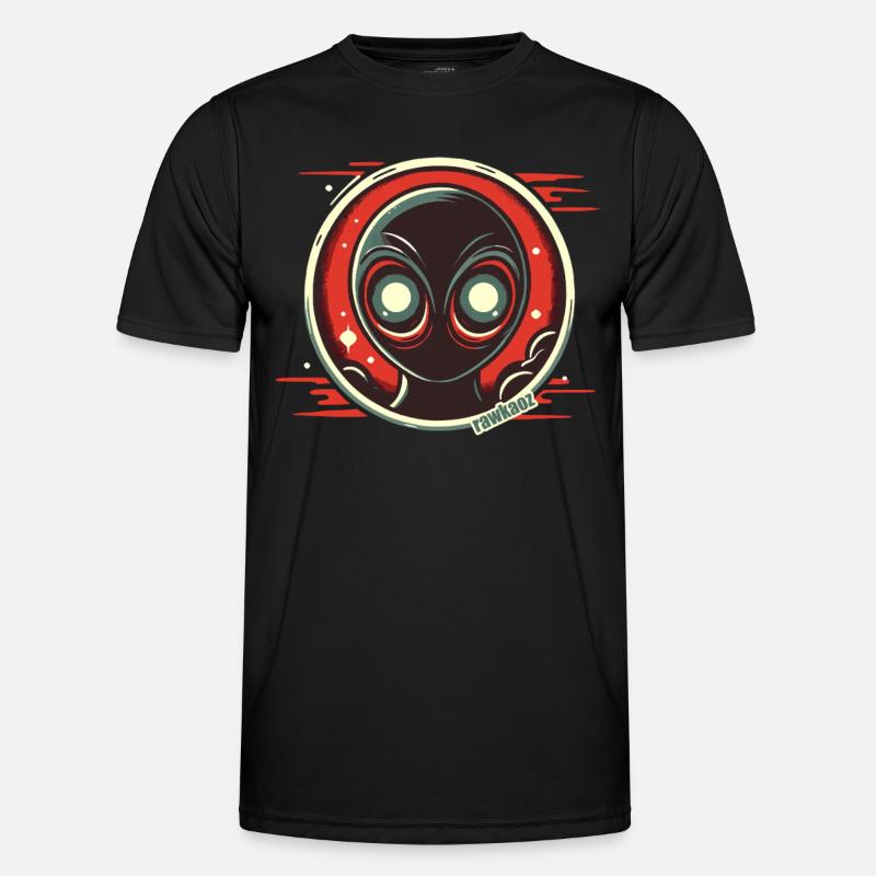 Mysterious alien with shining eyes - Men's Functional T-Shirt - black