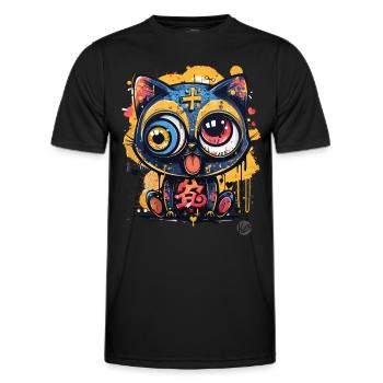 Crazy Graffiti Cat Street Art Style - Men's Functional T-Shirt - black - Front - AI Model Male 178 dark (178cm)