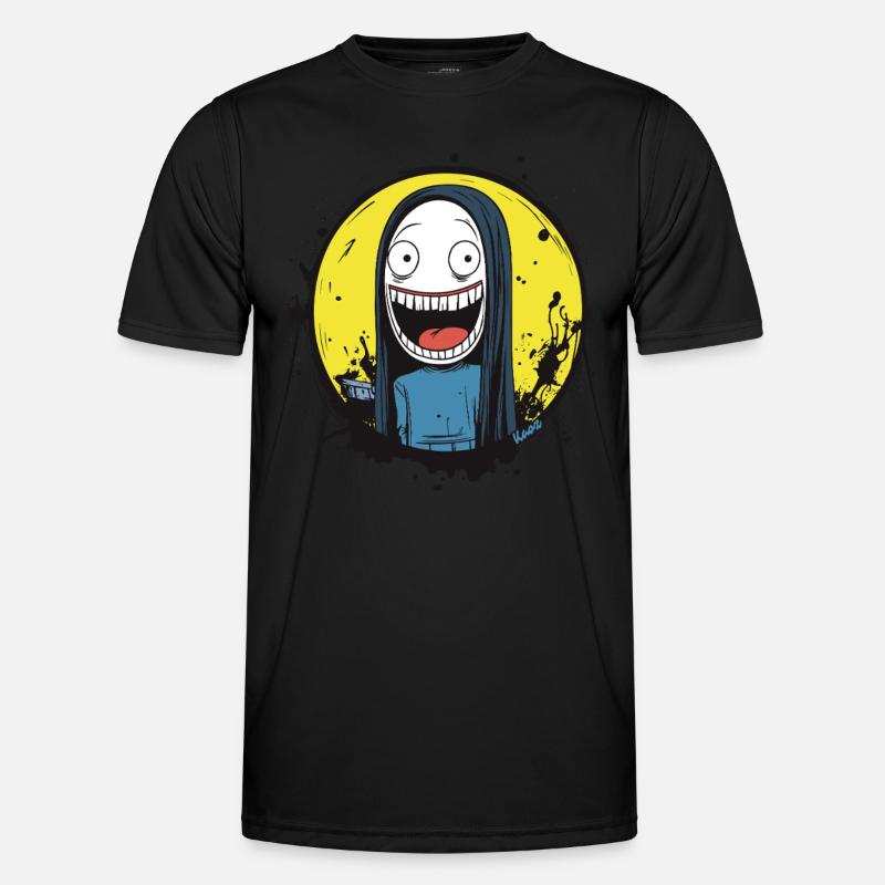 Durchgeknallte Figur mit langem Haar Männer Funktions-T-Shirt