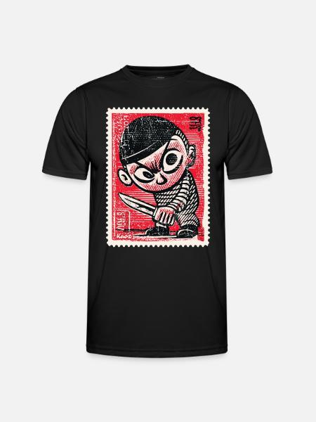 Bande dessinée gangster sur timbre-poste - T-shirt sport Homme - noir