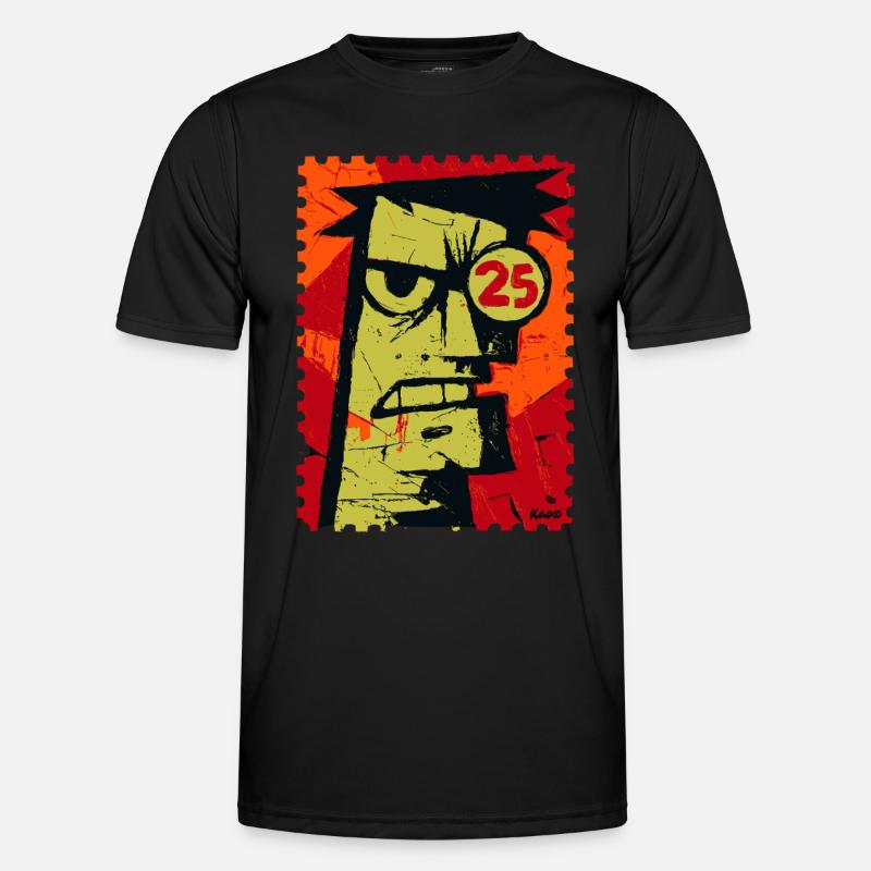 Angry guy with monocle as a stamp Men's Functional T-Shirt