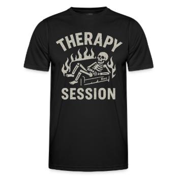 Therapiestunde Skelett – Alles brennt trotzdem - Männer Funktions-T-Shirt - Schwarz - Vorne - AI Model Male 178 dark (178cm)