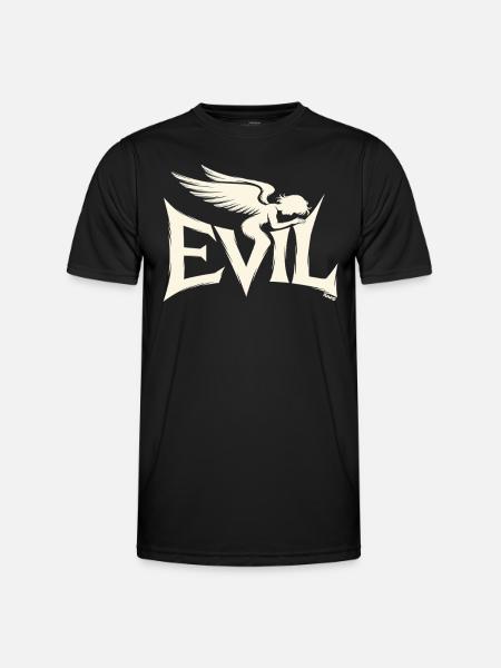 Evil Schriftzug mit dunklem Engel - Männer Funktions-T-Shirt - Schwarz