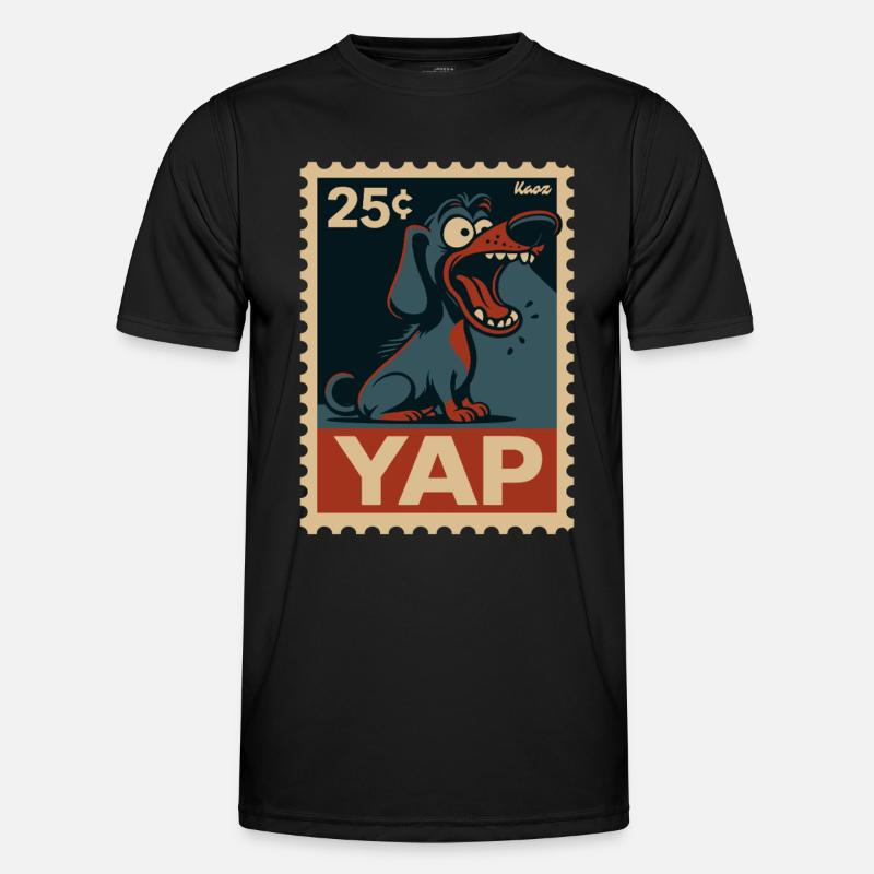 Comic Dackel auf Briefmarke mit Yap Männer Funktions-T-Shirt