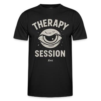 Cartoon Auge mit Schriftzug Therapie Session - Männer Funktions-T-Shirt - Schwarz - Vorne - AI Model Male 178 dark (178cm)