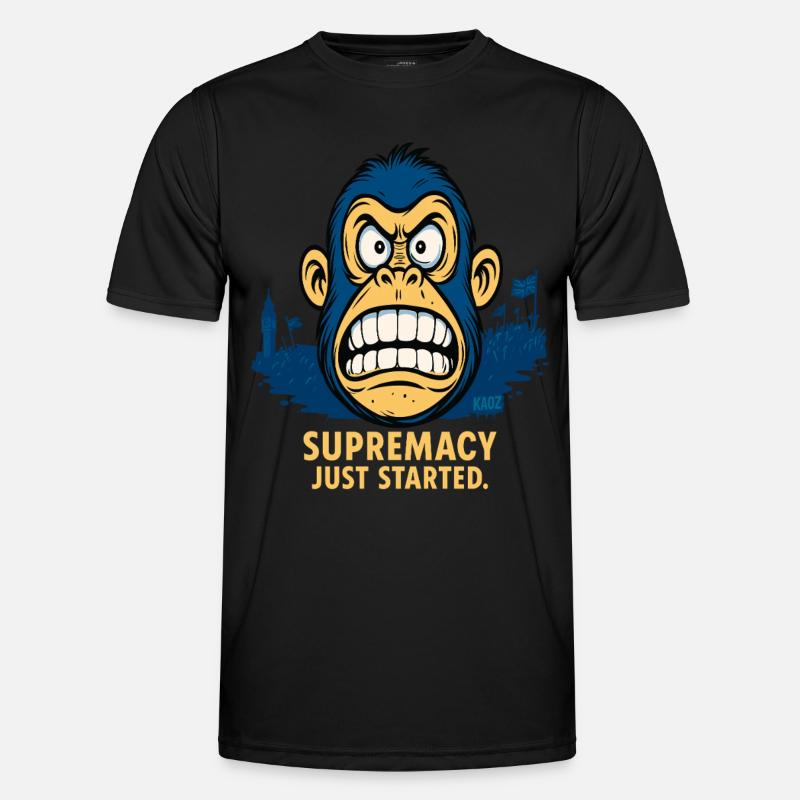 Wütender Affe mit Menschenmenge - Männer Funktions-T-Shirt - Schwarz